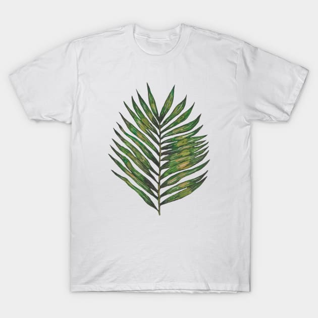 Watercolor tropical green leaf T-Shirt by deadblackpony